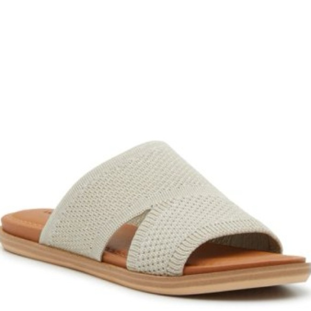 Lucky Brand Cream Knit Slide Sandals for Women